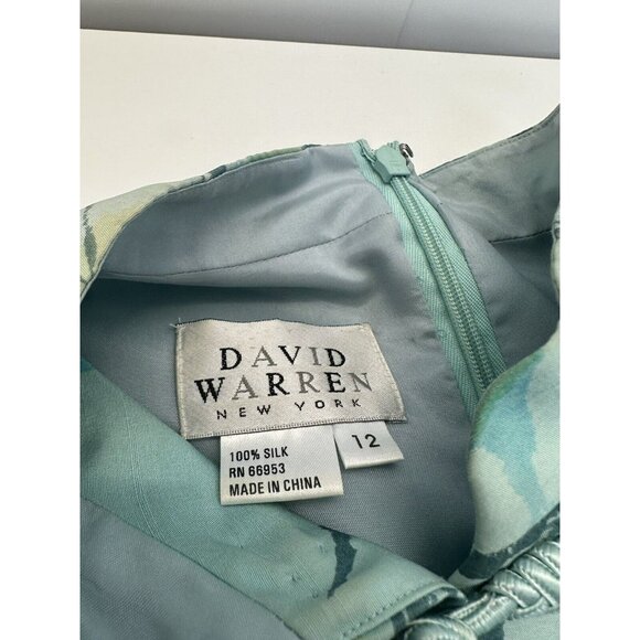 David Warren New York Women's Size 12 Dress 100% Silk‎ Blue Turquoise - Picture 5 of 6